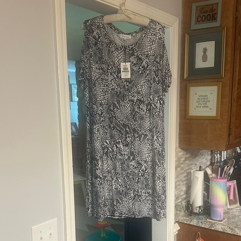 Calvin Klein Monochrome Snakeskin Mini Dress